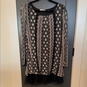 Altar'd State Black and Cream Lace Blouse
